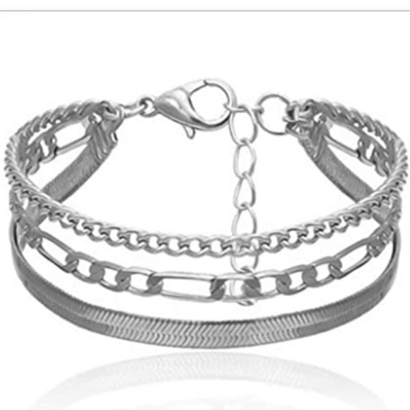 Layered Chain Link Bracelet-1 LEFT - Picture 1 of 3